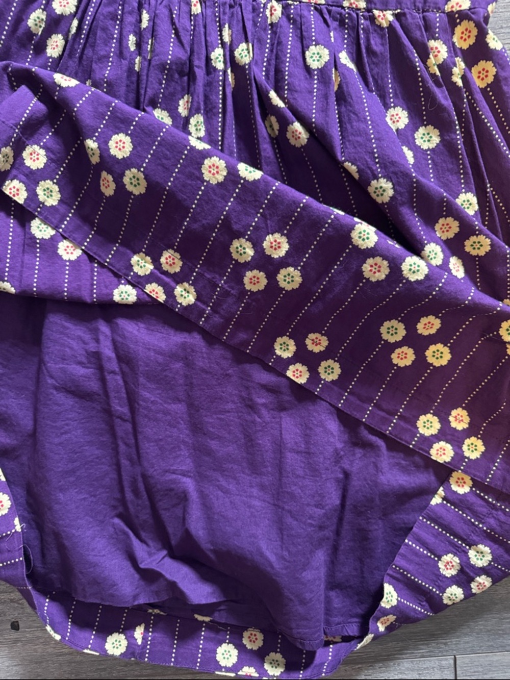 Sleeveless Purple Floral Midi Dress with Yellow Daisy Pattern - Picture 10 of 13